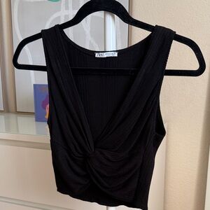 Zara Black Twist-Front Crop Top